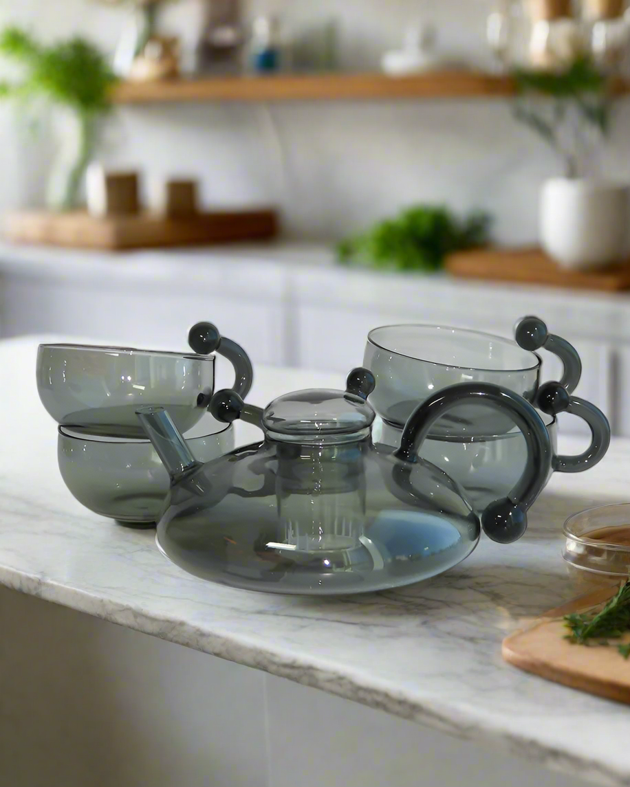 Smoky Glass Teapot Set
