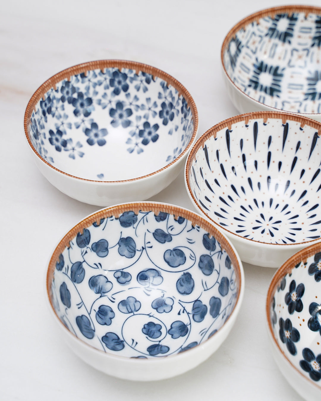 6PC Blue & White Bowl Set
