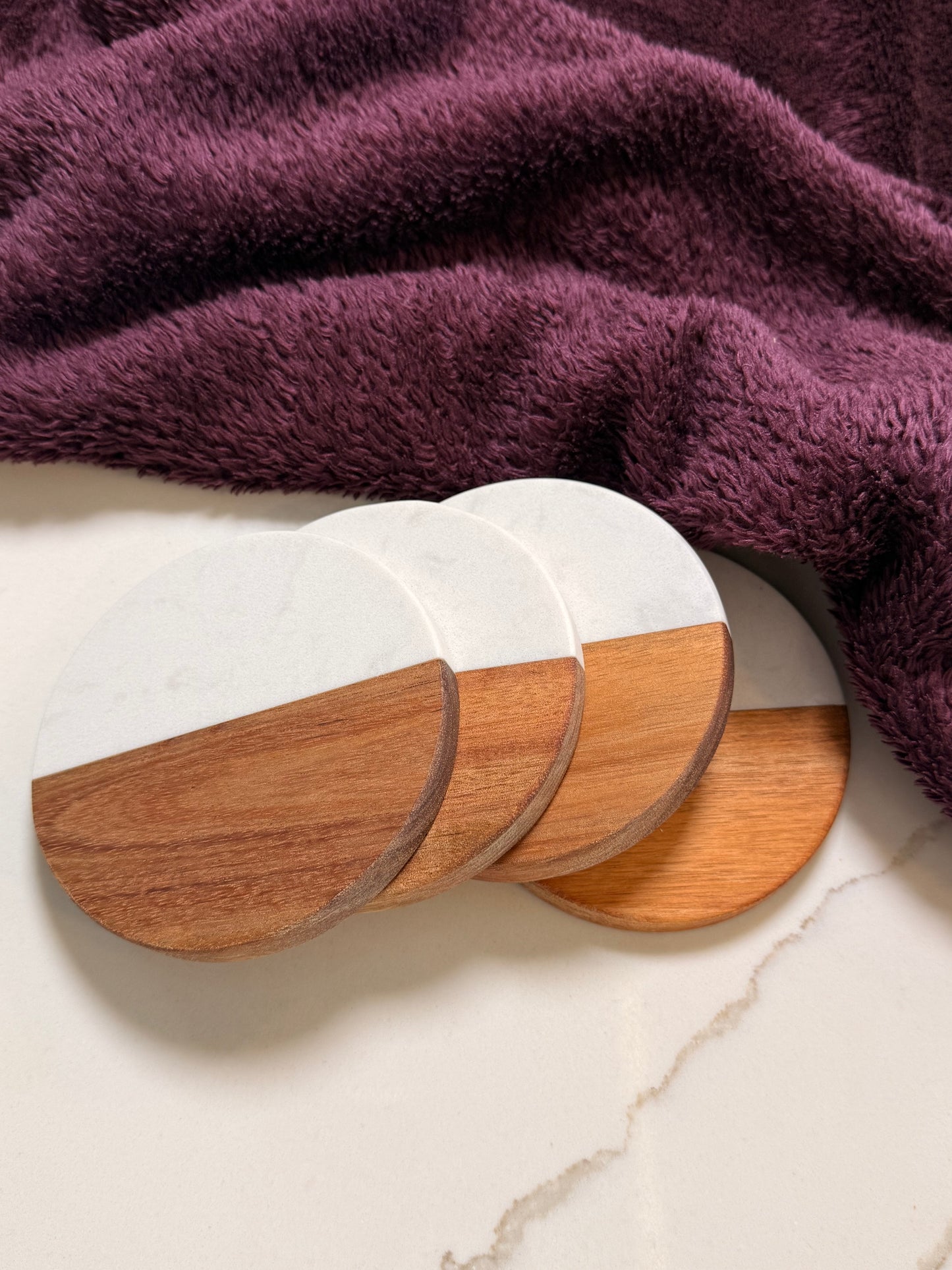 4pcs Marble Round Coasters