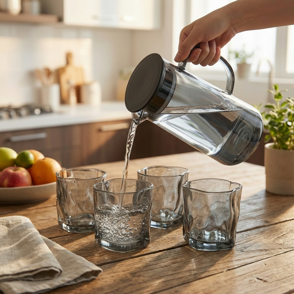 Glass Pitcher with 4 cups