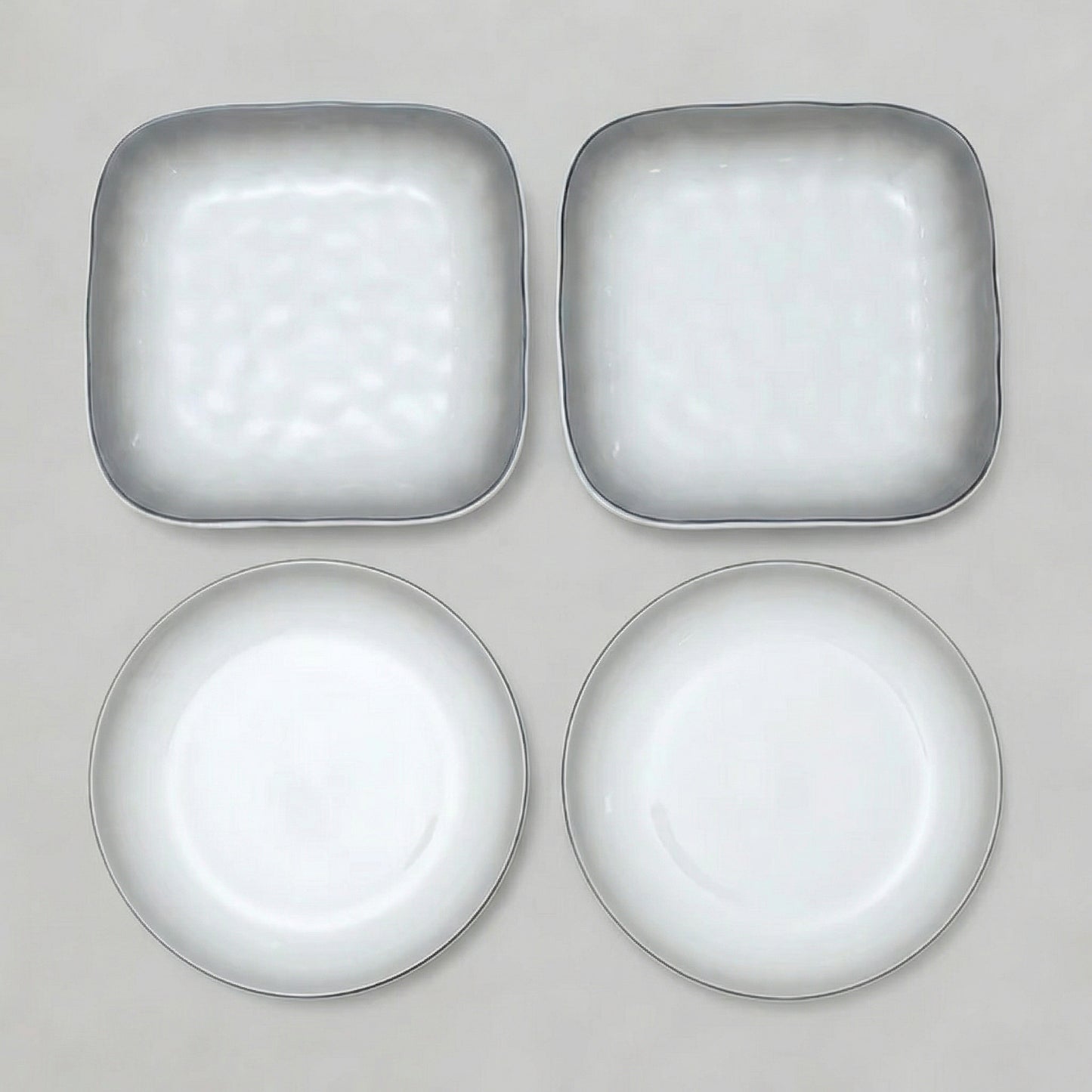Serving Plate Set (2 Square+ 2 Round)
