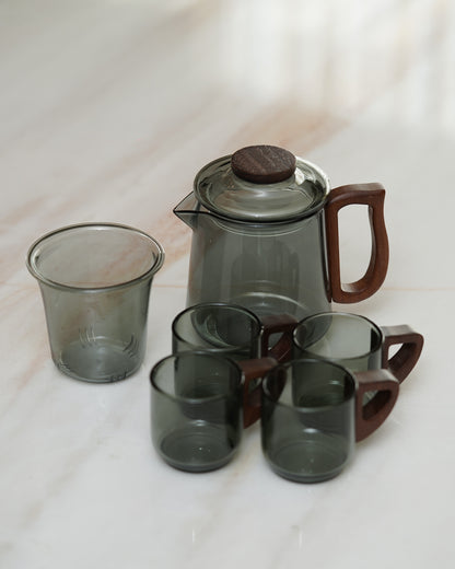 Smoky Glass Cup & Pot Set