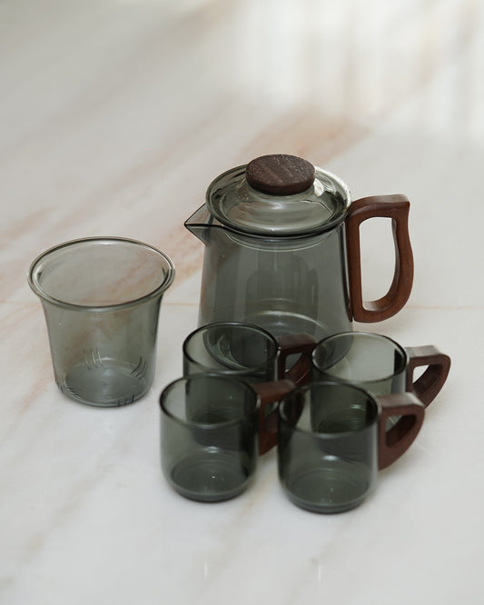 Smoky Glass Cup & Pot Set