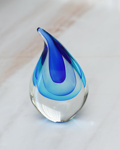 Blue Glass Drop Sculpture