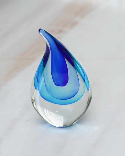 Blue Glass Drop Sculpture