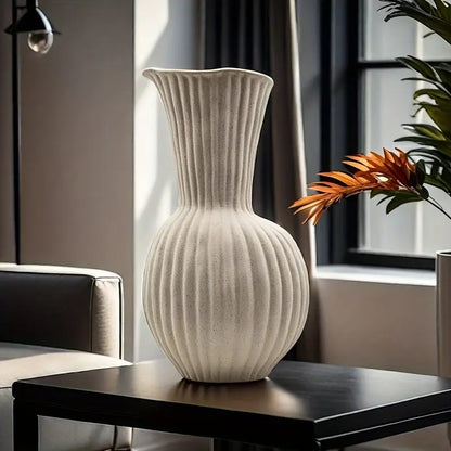 Ripple-Textured Ceramic Vase