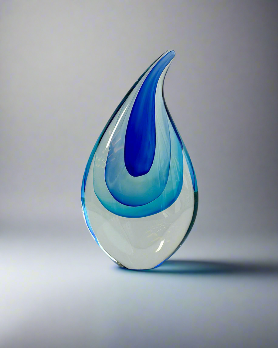 Blue Glass Drop Sculpture