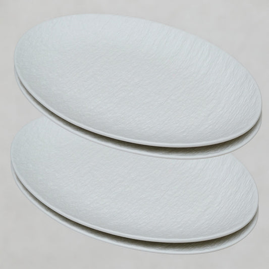 4PC Textured Oval Plate