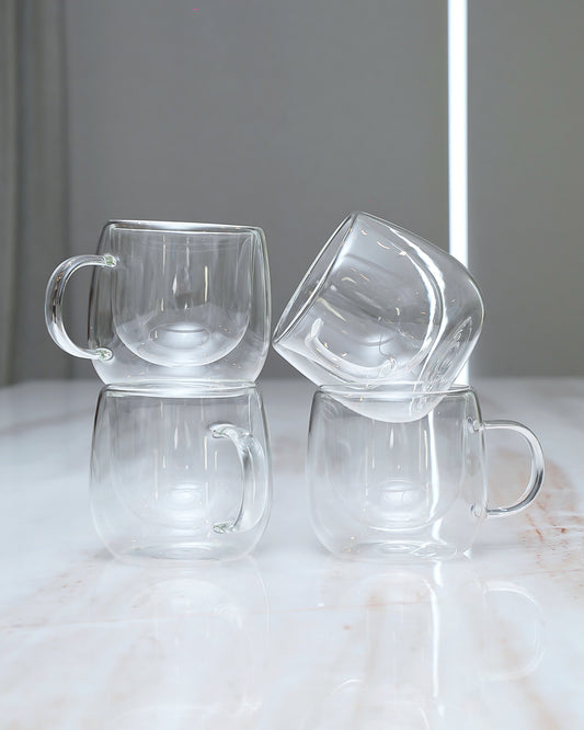 4pcs Insulated Glass Coffee Mugs