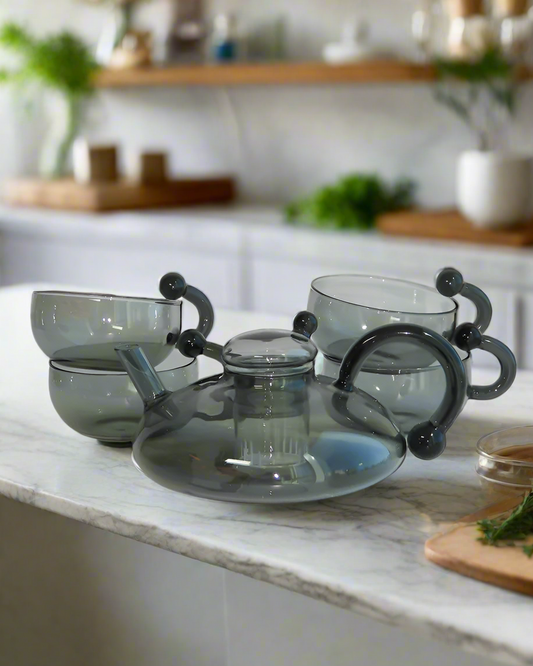 Smoky Glass Teapot Set