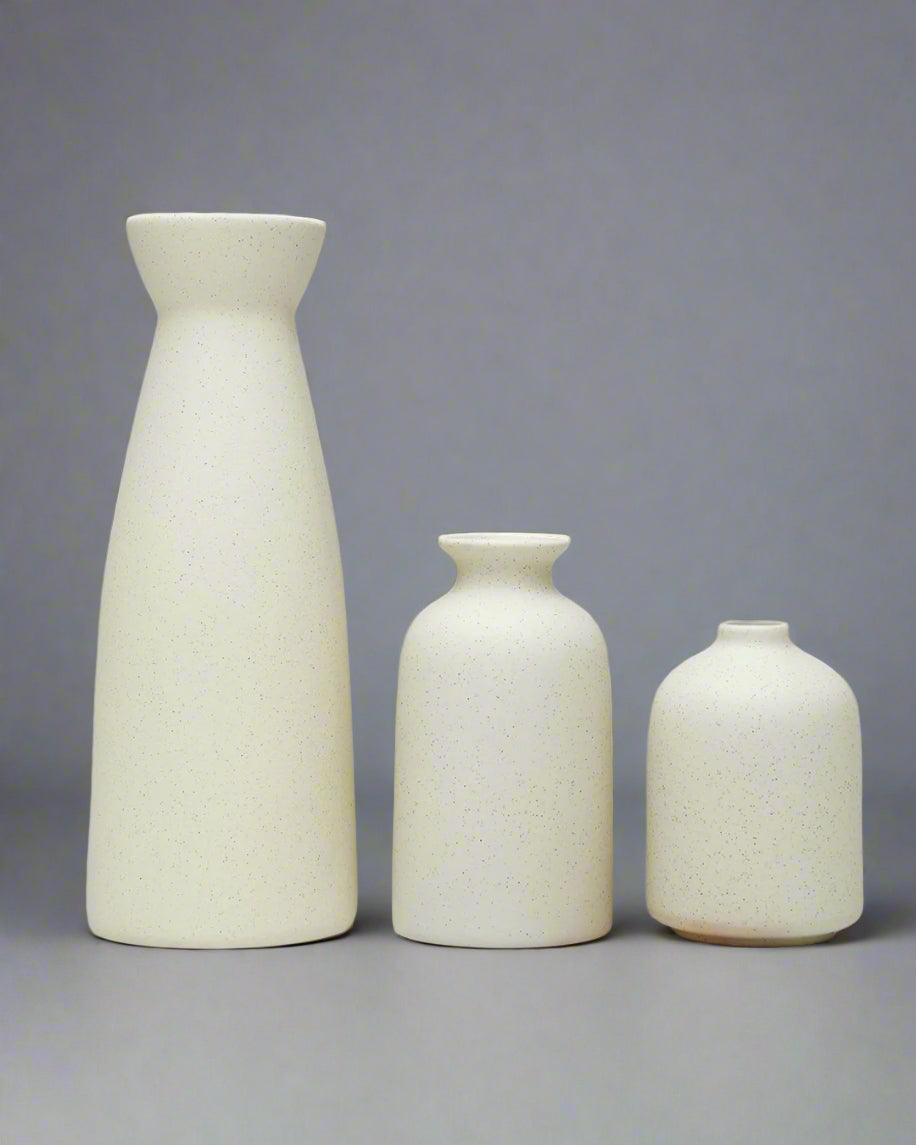 3Pc Speckled Ceramic Vase Set