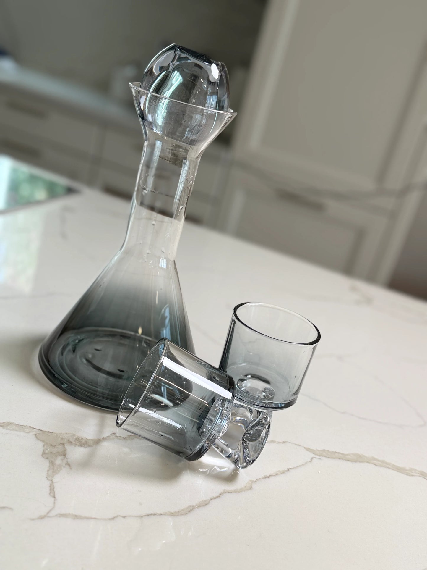 Smoky Glass Carafe & Cup Set
