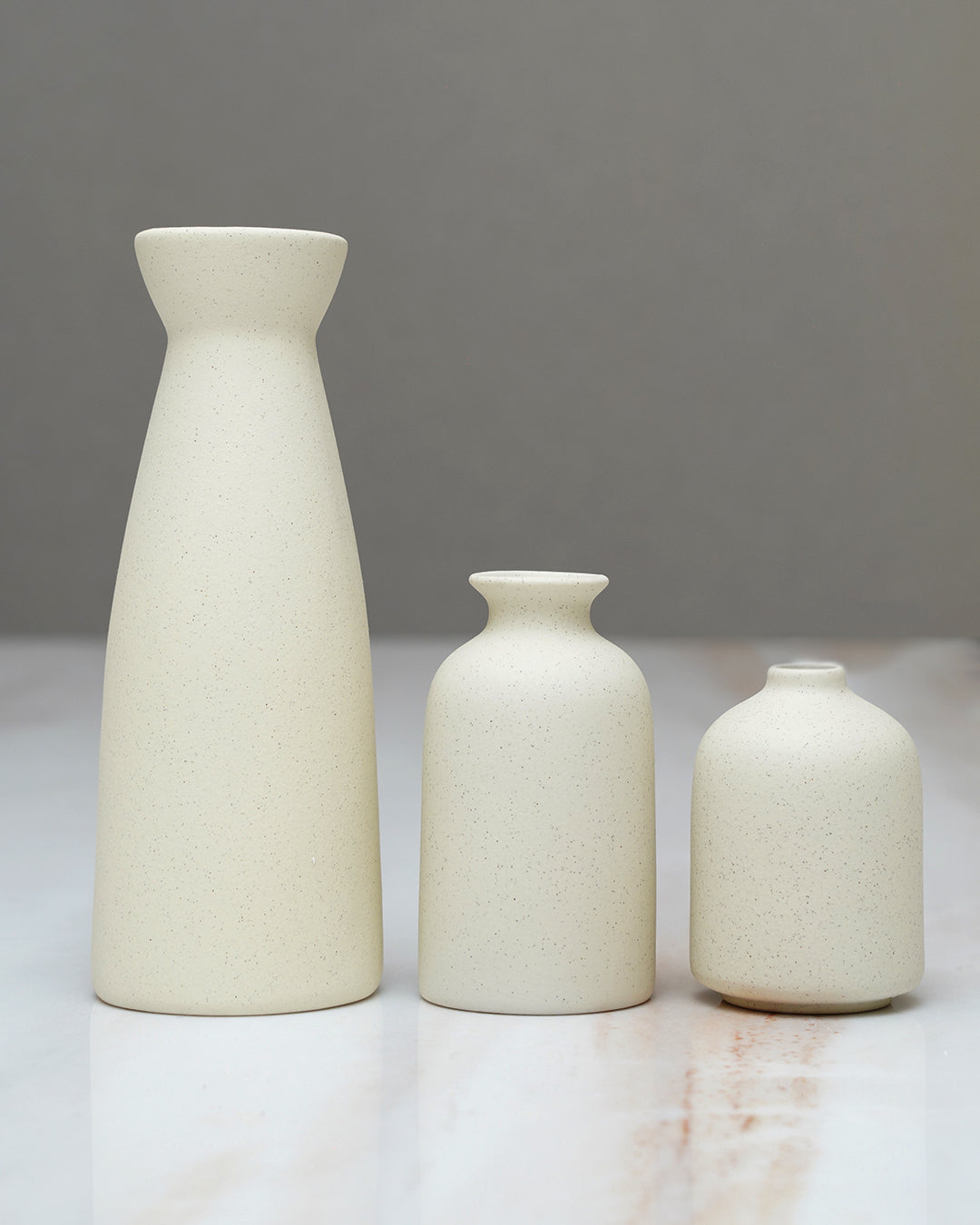 3Pc Speckled Ceramic Vase Set