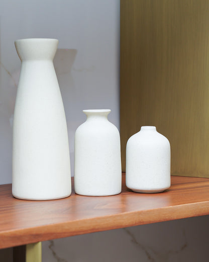 3Pc Speckled Ceramic Vase Set