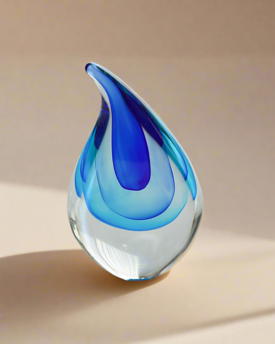 Blue Glass Drop Sculpture