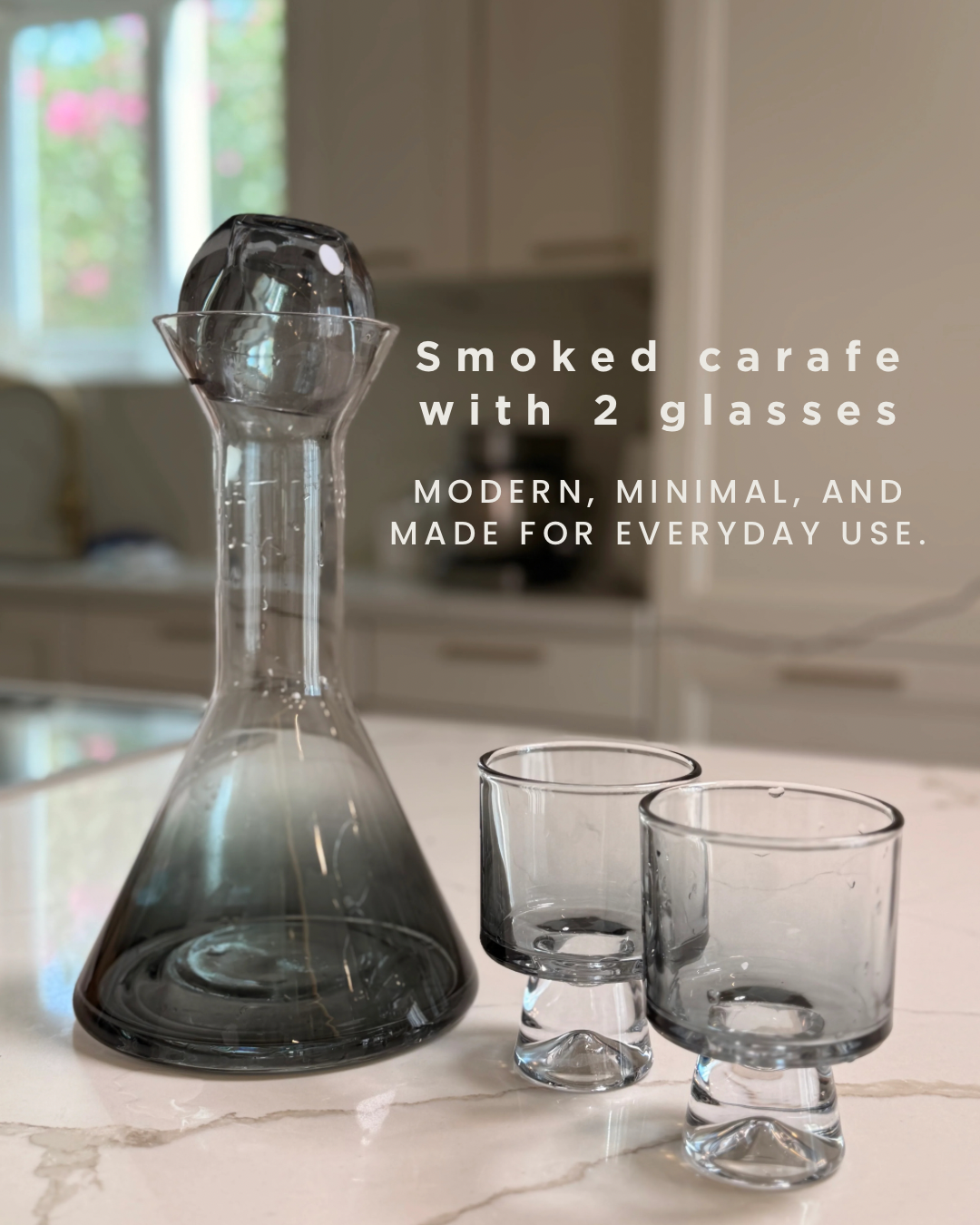 Smoky Glass Carafe & Cup Set