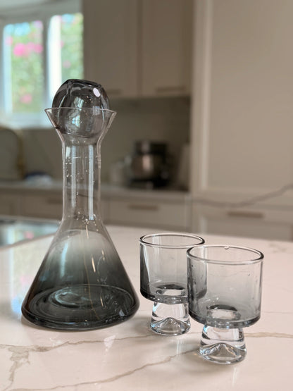Smoky Glass Carafe & Cup Set