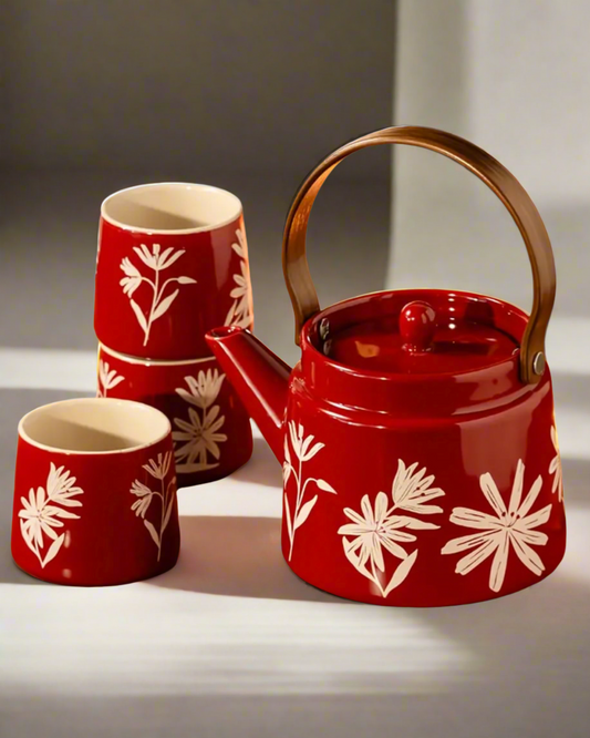 Red Mosaic Coffee Set