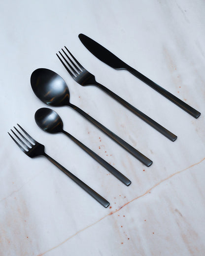 20pcs Matte Black Cutlery Set