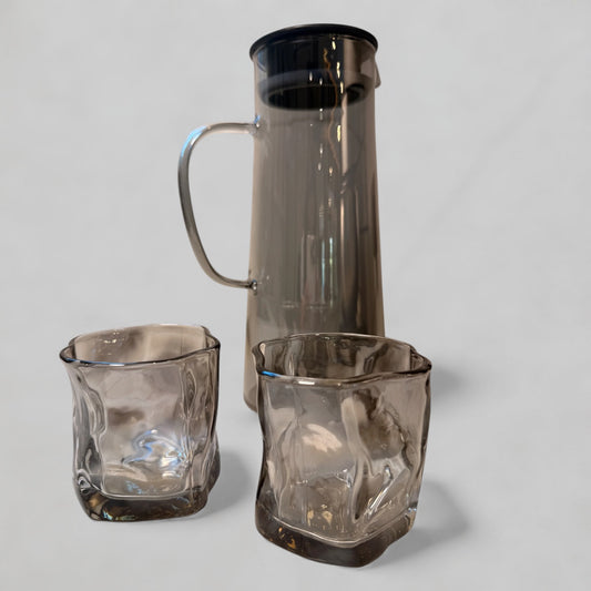 Glass Pitcher with 2 cups of