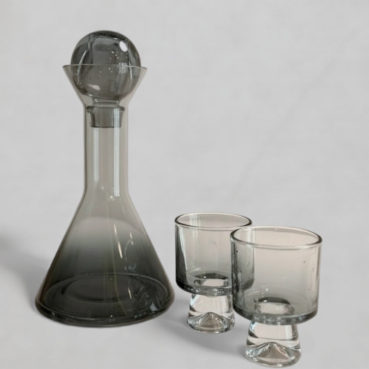 Smoky Glass Carafe & Cup Set