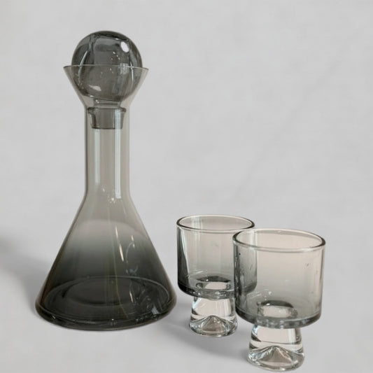 Smoky Glass Carafe & Cup Set