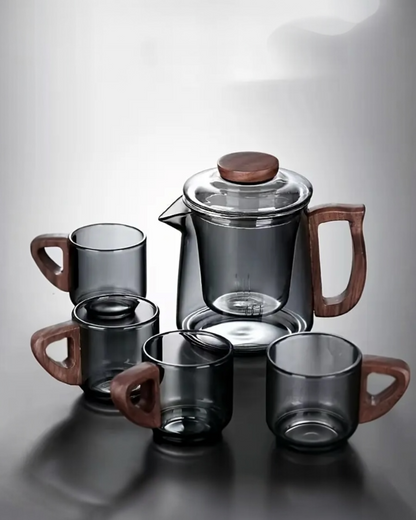 Smoky Glass Cup & Pot Set