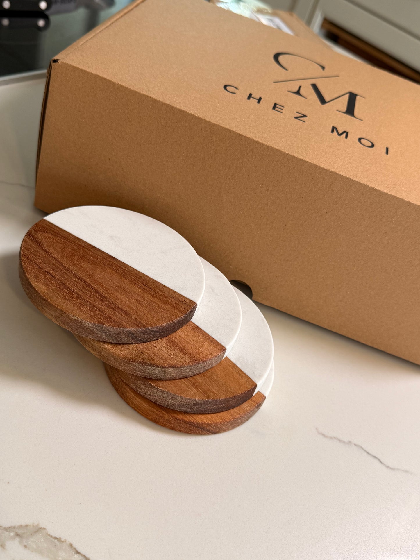 4pcs Marble Round Coasters