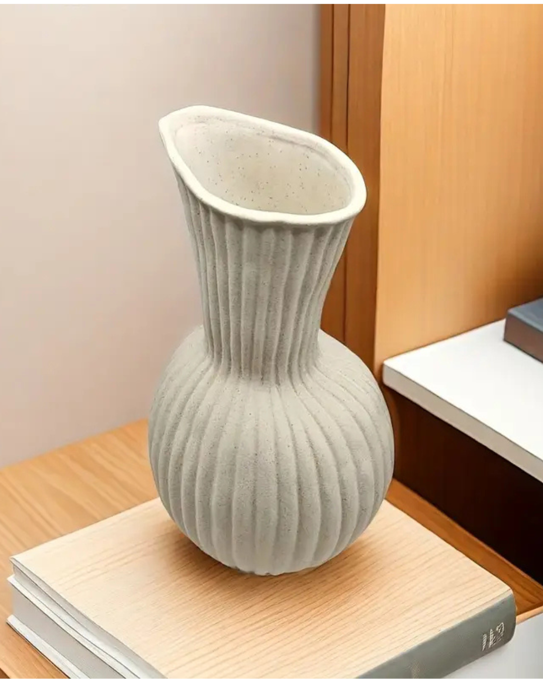 Ripple-Textured Ceramic Vase