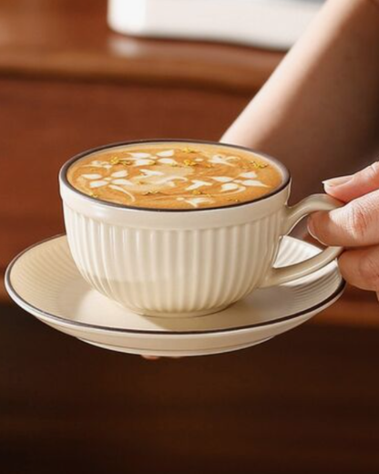 Ribbed Cup & Saucer Set