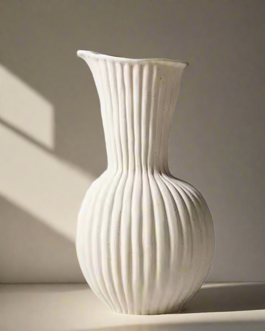 Ripple-Textured Ceramic Vase