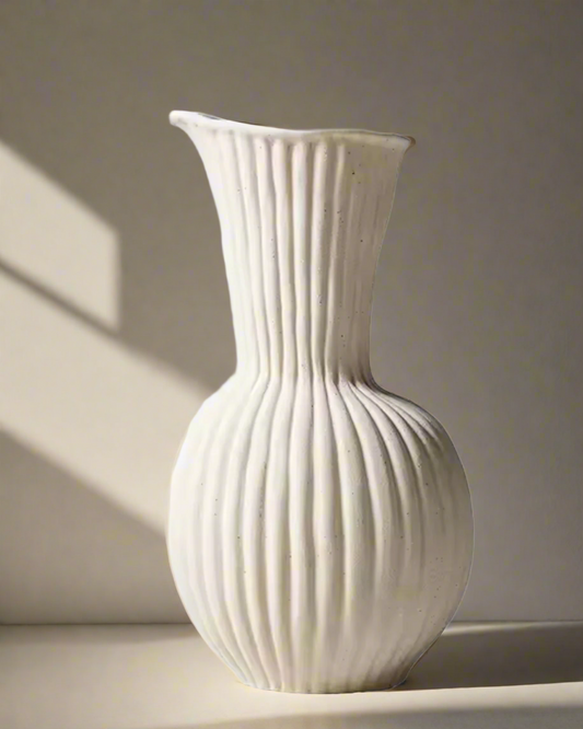 Ripple-Textured Ceramic Vase