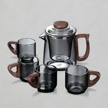 Smoky Glass Cup & Pot Set