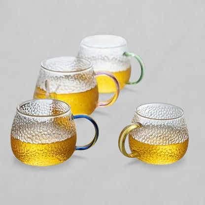 Hammered Glass Cup Set of 4