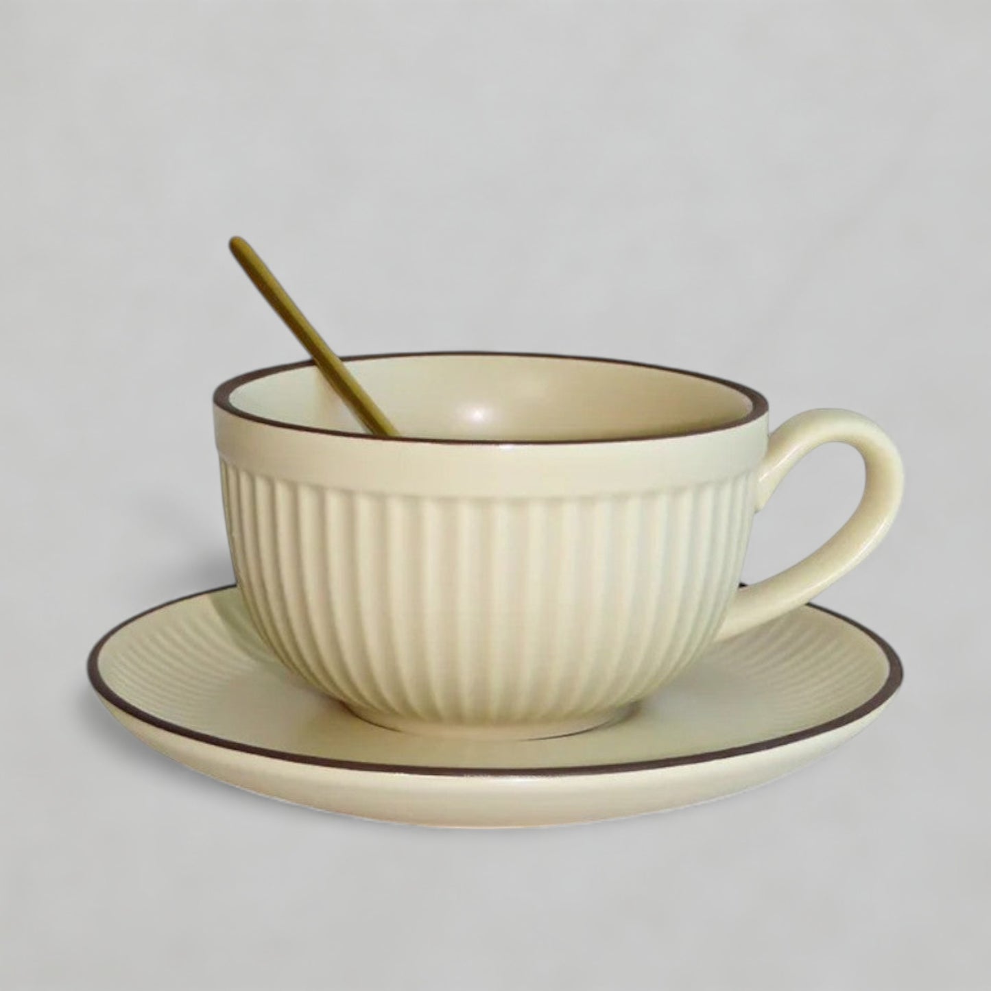 Ribbed Cup & Saucer Set