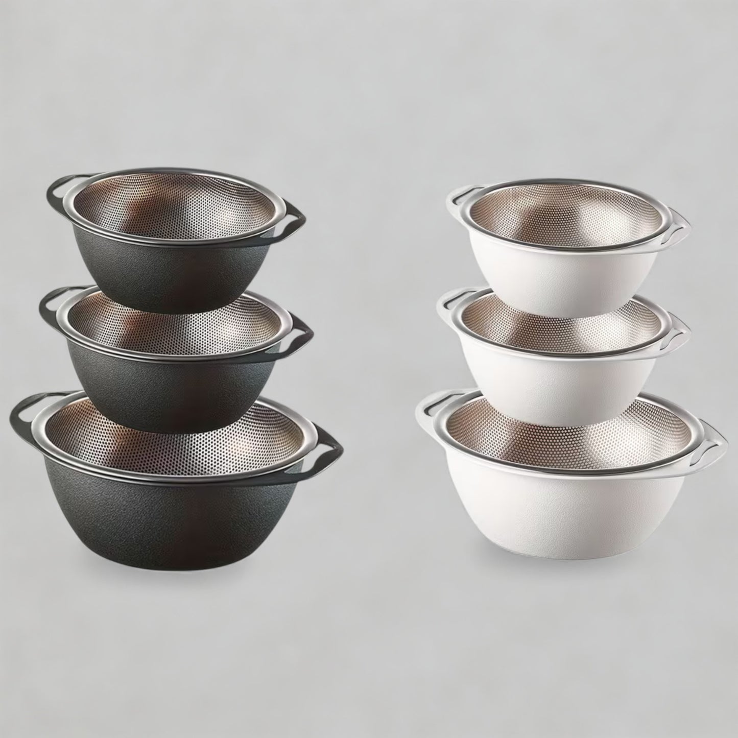 3PC Colander Set (BLK/WHT)
