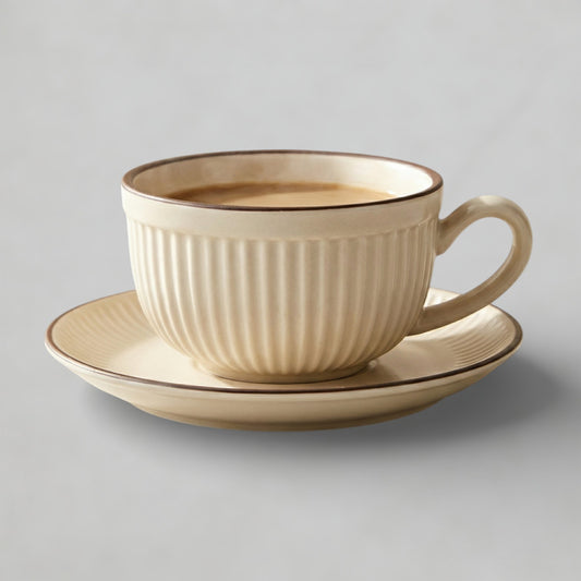 Ribbed Cup & Saucer Set