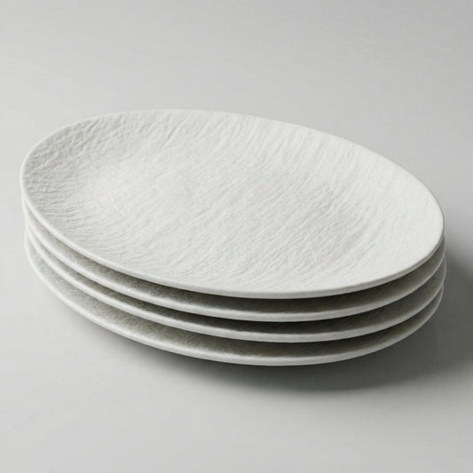 4pc Textured Oval Plate