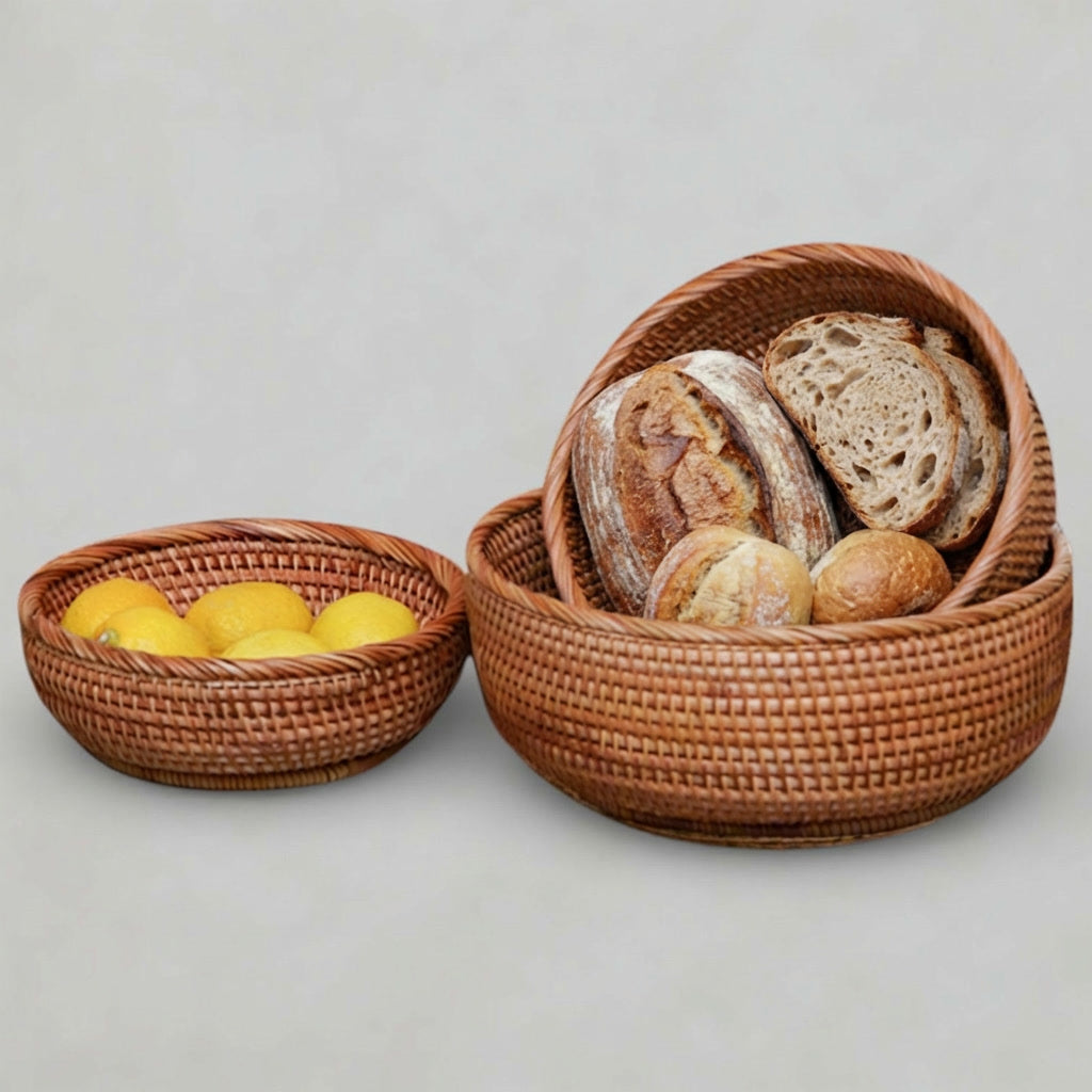 3pc Woven Rattan Bowl Set